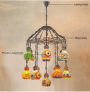 Axyaa Turkish Mosaic Chandelier: Handcrafted Stained Glass Pendant Lamp