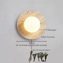 Axyaa Stone LED Wall Lamp with Pull Chain Switch - Black Travertine Wabi Sabi