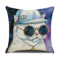 Funny Cats Print Pillow Case for Home Decor by Axyaa: 45x45cm Linen Cover