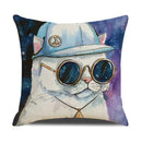 Funny Cats Print Pillow Case for Home Decor by Axyaa: 45x45cm Linen Cover