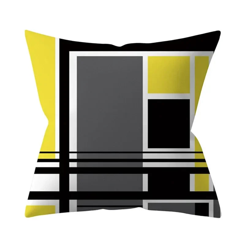 Axyaa Yellow Floral Geometric Cushion Cover 45x45cm