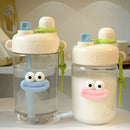 Axyaa Cute Girls Water Bottle: Large Capacity, Leakproof, with Straw Cup