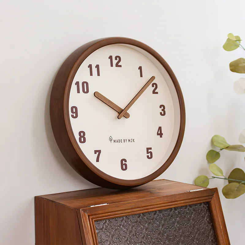 Axya Retro Solid Wood Wall Clock - Modern, Simple, Silent, Creative, Elegant & Stylish