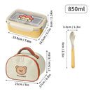 Axyaa Stainless Steel Divided Lunch Box with Spoon - Leak-proof Bento Container