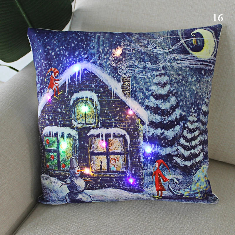 Axyaa Merry Santa Claus LED Light Pillow Cover - Home Decoration