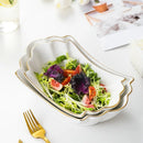 Axyaa 400ml Gold Phoenix Tail Ceramic Bowl for Soup, Pasta, Salad, and More