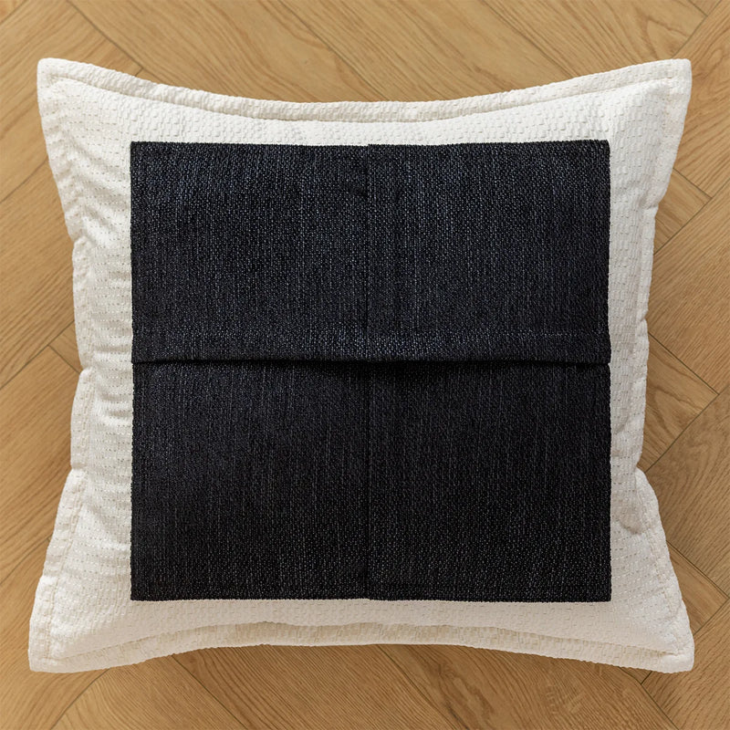Axyaa Slub Woven Texture Pillow Cover in Black Brown for Living Room Sofa Bed