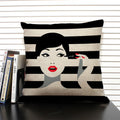 Axyaa Linen Cushion Cover in Black and White for Chic Home Decor