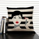 Axyaa Linen Cushion Cover in Black and White for Chic Home Decor