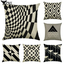 Axyaa Abstract Geometry Linen Pillowcase 45*45cm Square Home Sofa Decor Cover