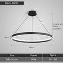 Axyaa Black Circle LED Chandelier Dimmable Pendant Light for Modern Home Decor