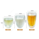 Axyaa Glass Cup Set - Stripe Double Wall High Borosilicate Tea Coffee Mug