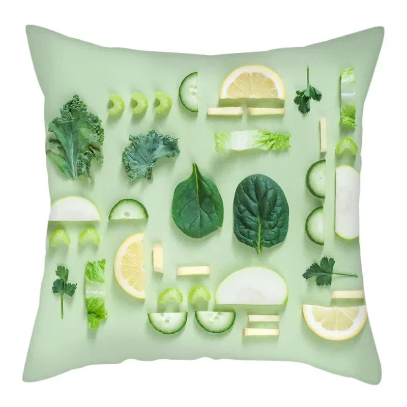 Axyaa Citrus Fruit Print Pillow Cover 45x45cm - Home Sofa Decor