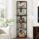 Axyaa 6 Tier Rustic Corner Bookcase Shelving Unit - 67 inch Tall Standing Rack