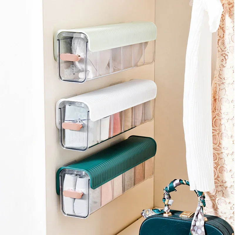 Axyaa Wall-mounted Underwear Sock Storage Box: Space-saving Large Compartment Case