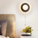 Axyaa Stone LED Wall Lamp with Pull Chain Switch - Black Travertine Wabi Sabi