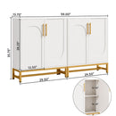 Axyaa Modern White Sideboard Buffet Cabinet with 4 Doors and Adjustable Shelves