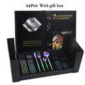 Axyaa Black & Gold Stainless Steel Cutlery Set - Knife, Fork, Spoon
