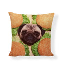 Axyaa Pug Food Print Cushion Cover Decorative Square Pillowcase for Sofa and Car Seat