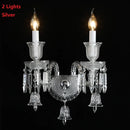 Axyaa Gold/Silver Crystal Wall Lamp, Traditional French Candle Design, LED Lights for Bedside & Aisle