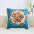 Axyaa Chenille Vintage Ivory Floral Embroidered Throw Pillow Cover