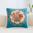 Axyaa Chenille Vintage Ivory Floral Embroidered Throw Pillow Cover