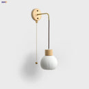 Axyaa Nordic Modern LED Wall Sconce Natural Wood & Ceramic Bathroom Mirror Light