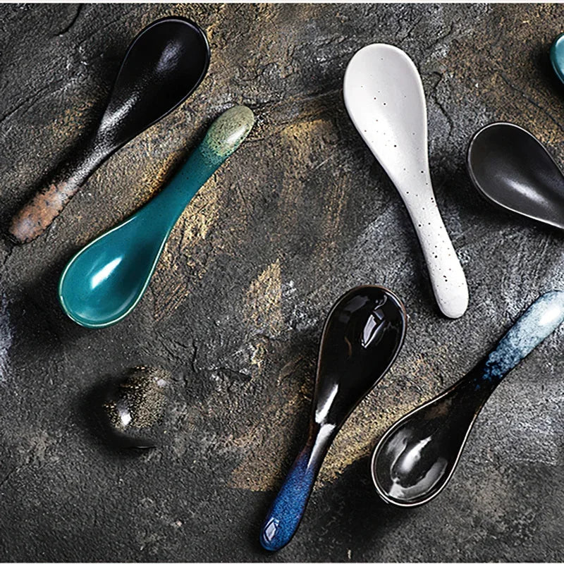 Axya Blue Ceramic Spoon Set for Stylish Dining Experience