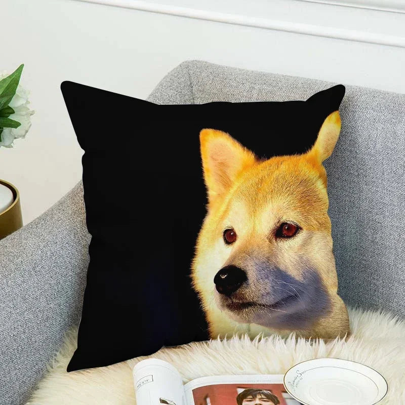 Axyaa Shiba Inu Pillow Cover for Decorative Home and Car Cushions