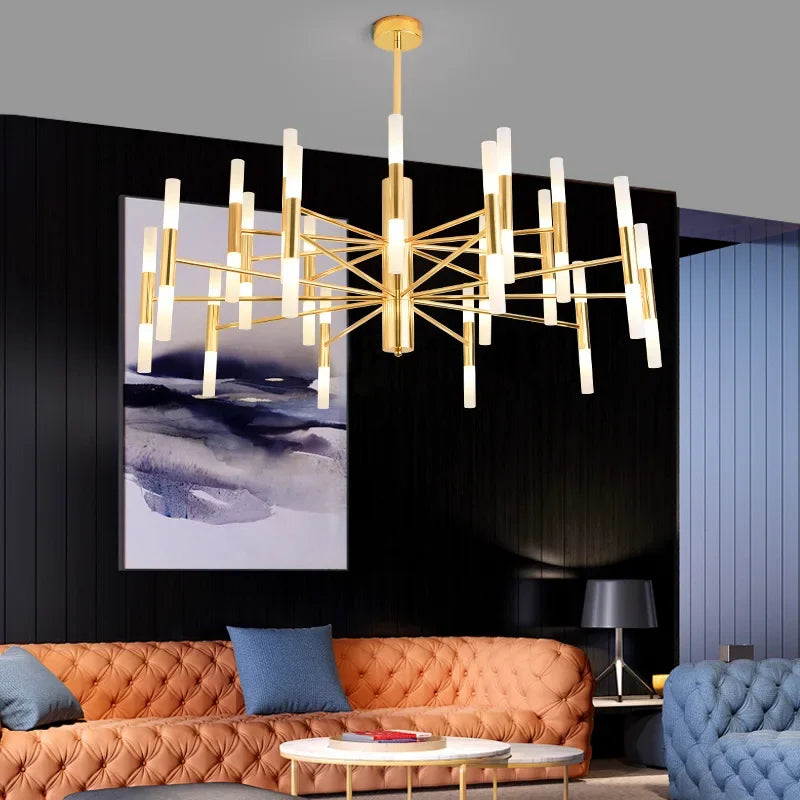 Axya Nordic LED Chandelier Dining Living Room Modern Industrial Black Gold Fixture