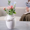 Axyaa Geometric Chain Ceramic Vase: Stylish Handcrafted Room Decor & Flower Holder