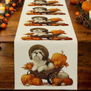 Watercolor Pumpkin Dog Table Runner by Axyaa: Farmhouse Dining Decor & Wedding Party Runner