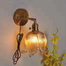 Axyaa Loft Amber Glass LED Wall Light Fixture with Vintage Knob Switch