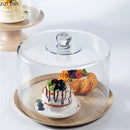 Axya Acrylic Cake Stand with Melamine Tray and Wooden Base for Desserts Display