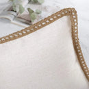 Axyaa Burlap Linen Trimmed Throw Pillow Covers for Farmhouse Decor