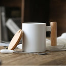 Axyaa Ceramic Handle Mug with Lid, Spoon Nordic Coffee Cup Teaware Drinkware