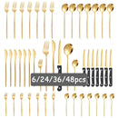 Axyaa Luxe Gold Stainless Steel Cutlery Set with Knife and Fork - Set of 48
