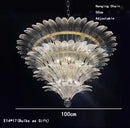 Clear Petal Glass Flower Chandelier with Crystal Tassel Pendants by Axyaa.