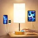 Axyaa Touch Bedside Lamp with USB A+C Ports, LED Desk Lamp, Eye Protection