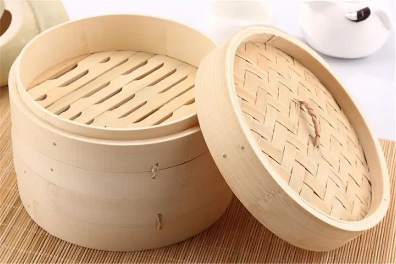 Axya Bamboo Steamer Set for Cooking Fish, Rice, Vegetables, and Snacks