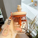 Axyaa Kawaii Jumbo Boba Water Bottle With Straw - Large Capacity Cute Stirring Cup