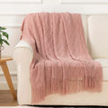 Axyaa Plaid Knit Throw Blanket Green – Soft Woven Sofa Bedspread Summer Decor