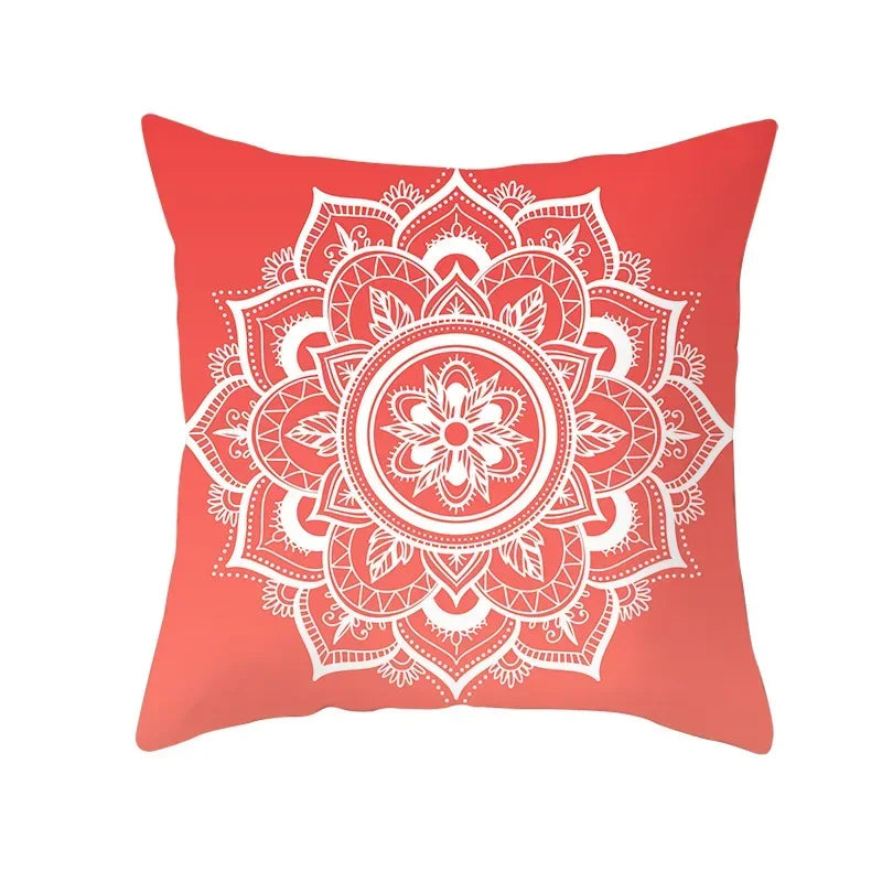 Axyaa Starfish Stripe Print Cushion Cover | Pink Coral Orange Home Decor Pillow Cover