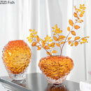 Axyaa Amber Glass Vase for Stylish Flower Arrangement and Desk Decoration