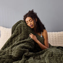 Axyaa Dark Green Velvet Striped Queen Quilt - Lightweight & Pet-Friendly
