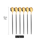 Axyaa Gold Cutlery Set: 6Pcs Long Handle Spoons for Coffee, Tea, Juice, Ice Cream