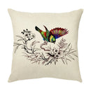 Axyaa Colorful Bird Flower Cushion Cover 45x45cm Linen Pillowcase Office Decoration