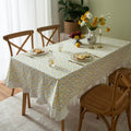 Axyaa Pastoral Fresh Green Plants Flowers Printed Table Cloth