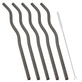 Axyaa Stainless Steel Wavy & Straight Drinking Straws Set for Cocktails & Bubble Tea