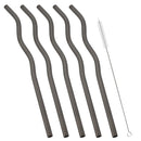 Axyaa Stainless Steel Wavy & Straight Drinking Straws Set for Cocktails & Bubble Tea